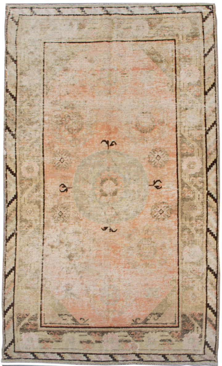 4'x8' Soft Pink Vintage Antique Samarkand Khotan Area Rug