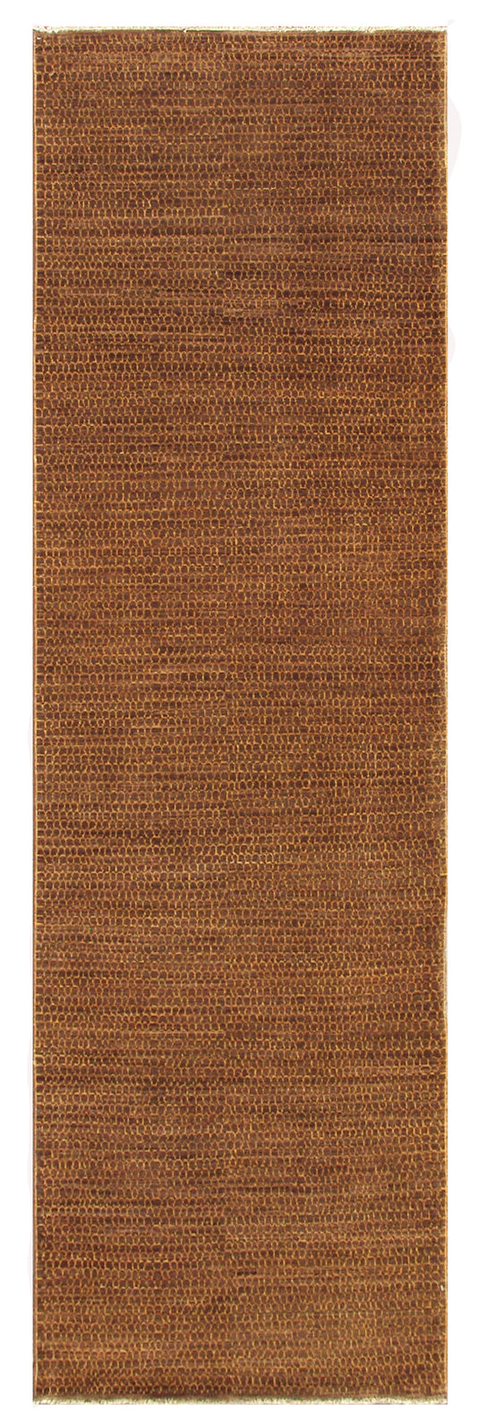 10'x3' Gold Honeycomb Design Hand-knotted Ariana Modern Area Rug