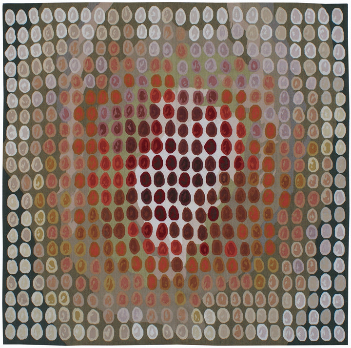 6'x6' Modern Aubusson Square Small Rug