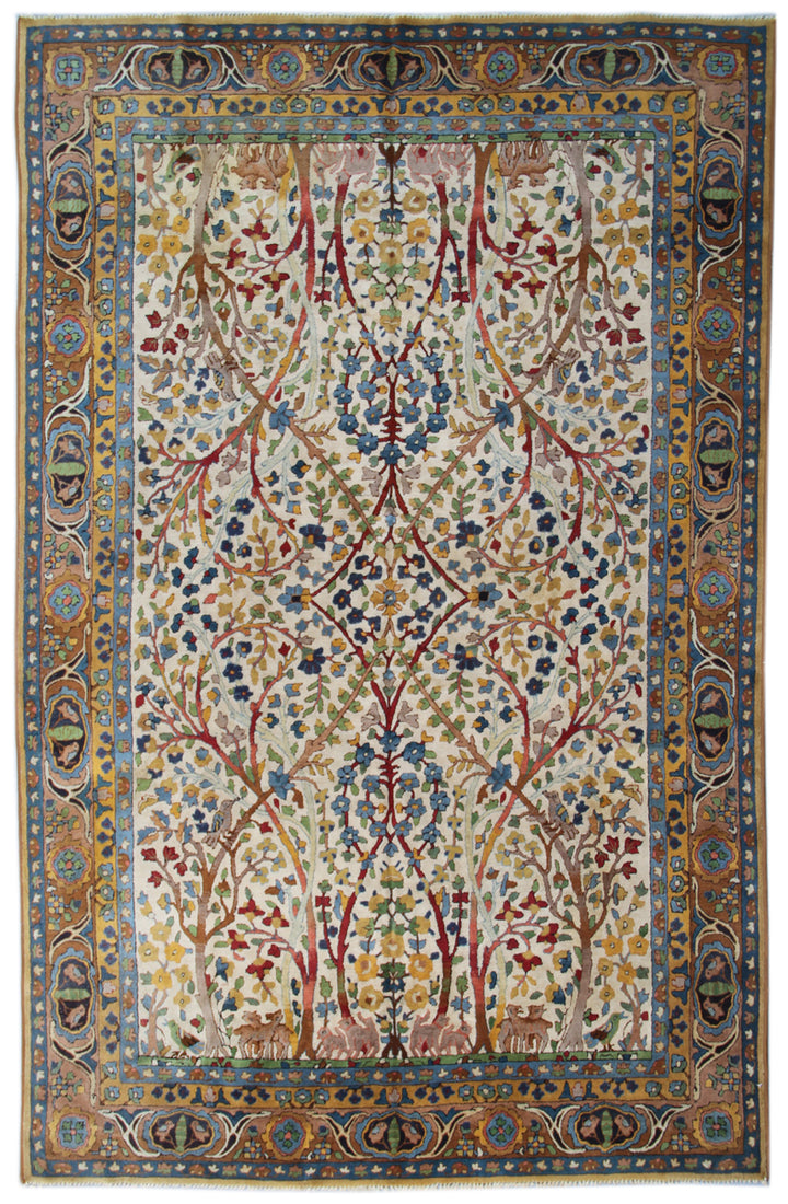 7'x10' Semi-antique European Tetex Floral Design Colorful Wool Area Rug