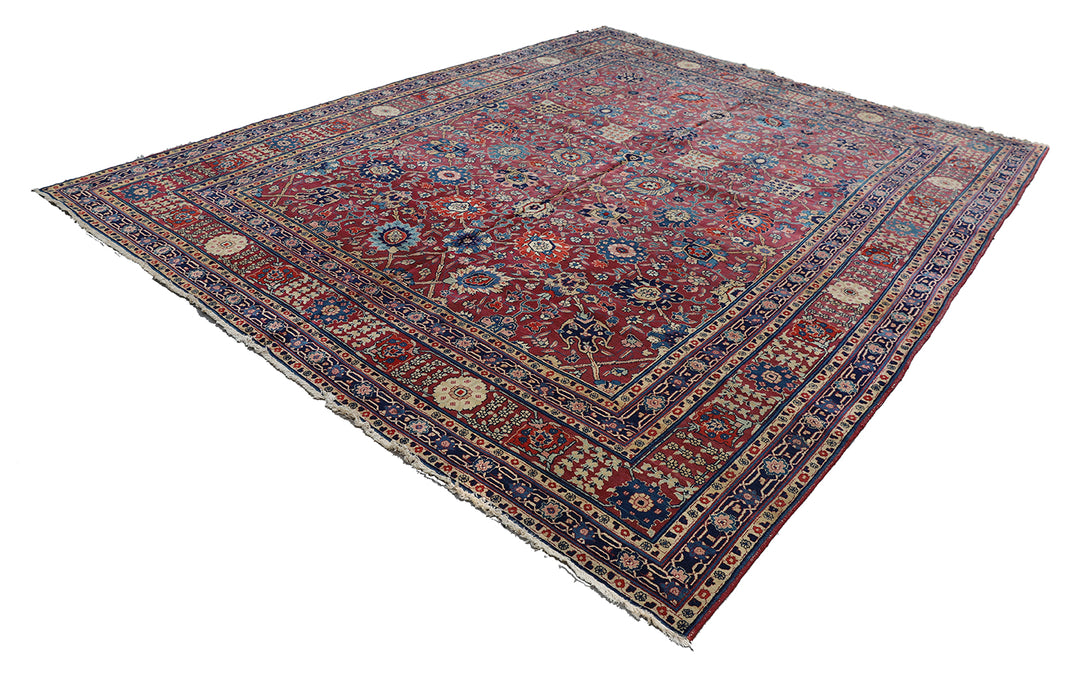 10'x12' Antique Persian Tabriz Rug | Vase Carpet Design Area Rug