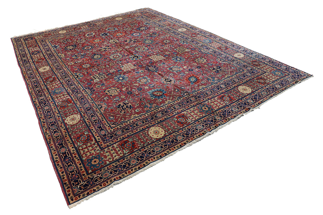 10'x12' Antique Persian Tabriz Rug | Vase Carpet Design Area Rug