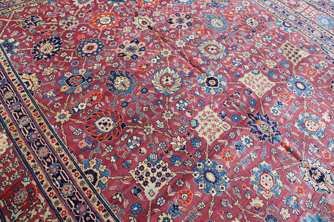 10'x12' Antique Persian Tabriz Rug | Vase Carpet Design Area Rug