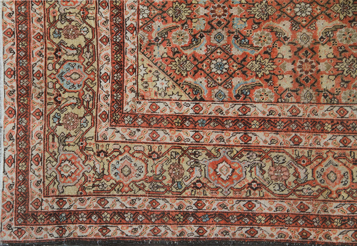 10'x12' Orange Rust Geometric Vintage Tabriz Rug