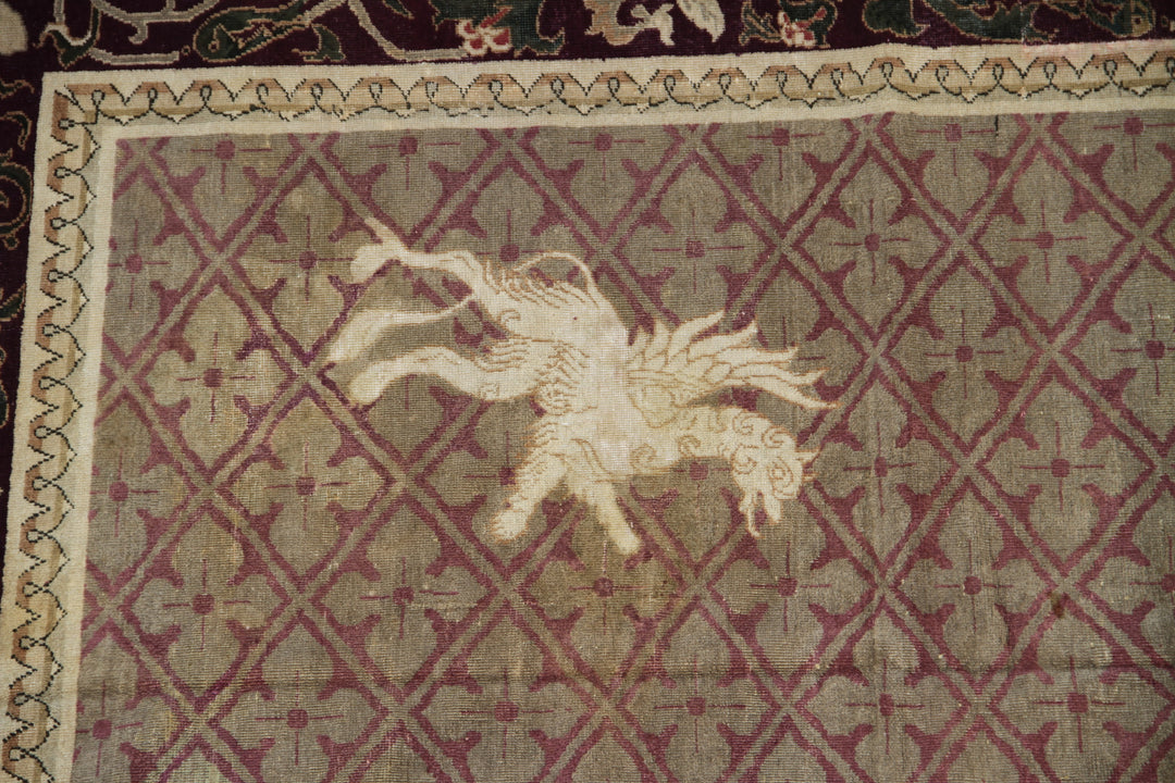 7'x7' Square Antique Semi-Antique Indian Rug