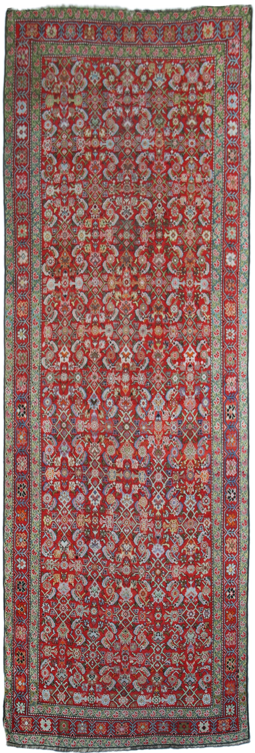 5'x13' Red Vintage Herati Design Persian Gallery Runner Rug