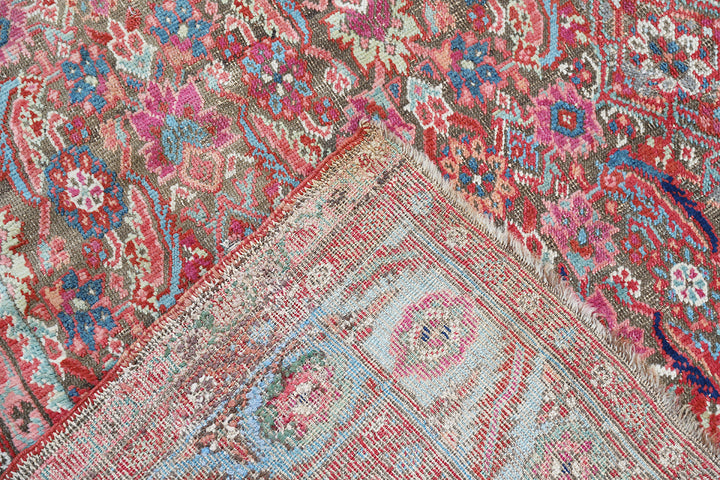 7'x13' Antique Brown Blue Pink Persian Mahal Rug