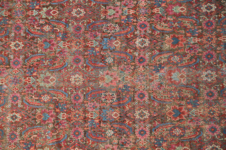 7'x13' Antique Brown Blue Pink Persian Mahal Rug