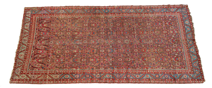 7'x13' Antique Brown Blue Pink Persian Mahal Rug