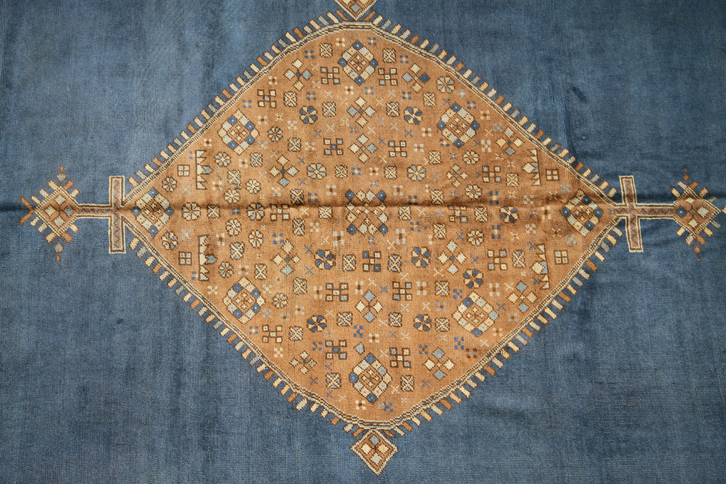 11'x14' Blue Gold Vintage Open Field With Medallion Turkish Rug