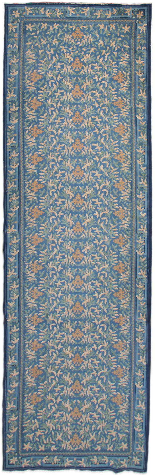 5'x17' Blue Floral Vintage Indian Gallery Runner Rug