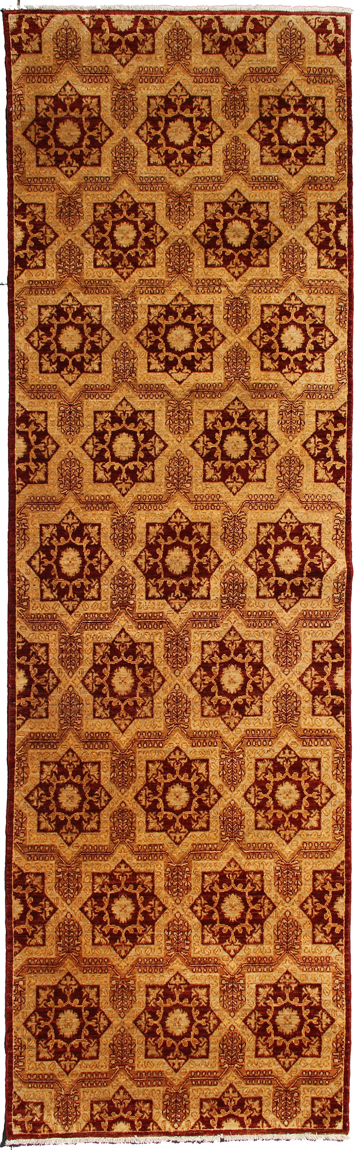4'x12' Ariana Hand Knotted Traditional Geometric Design Wide Runner Rug