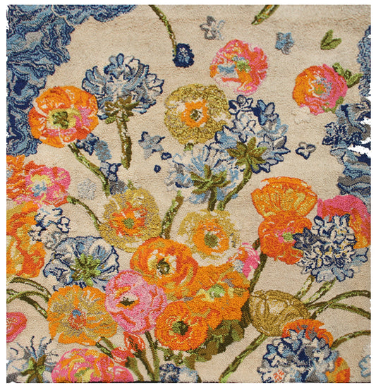 5'x5' Square Vintage Hook Tufted Rug