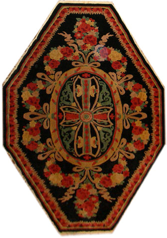 4x7 Black Red Gold Vintage Savonnerie Design Chinese Rug