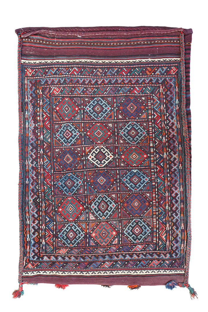 3'x4' Vintage Handwoven Tribal Storage Bag Rug