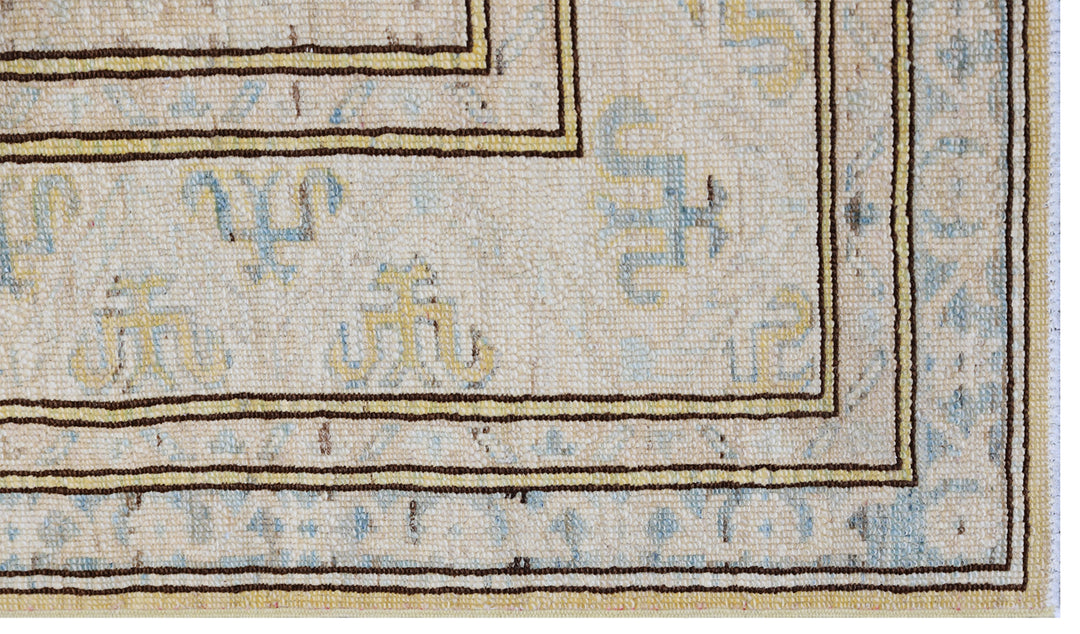 6x8 Ariana Hazara Yellow Blue Geometric Caucasian Rug