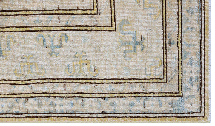 6x8 Ariana Hazara Yellow Blue Geometric Caucasian Rug