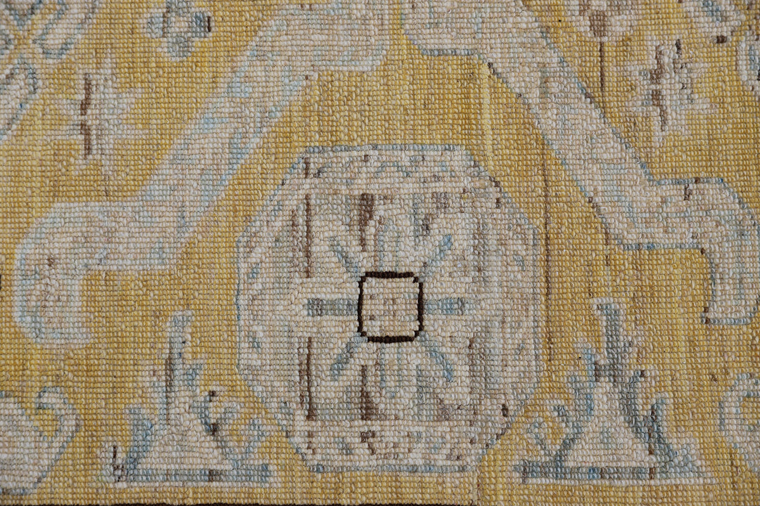 6x8 Ariana Hazara Yellow Blue Geometric Caucasian Rug