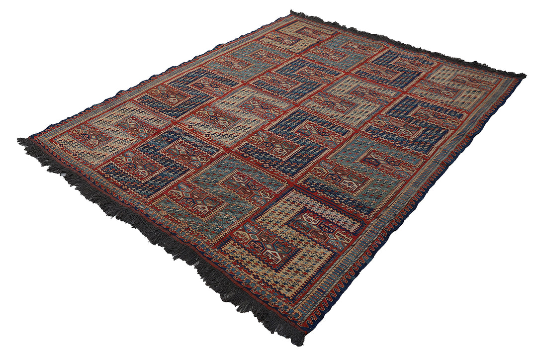 6'x8' Wool Soumak Kilim | Hand-Woven Afghan | Sileh Design