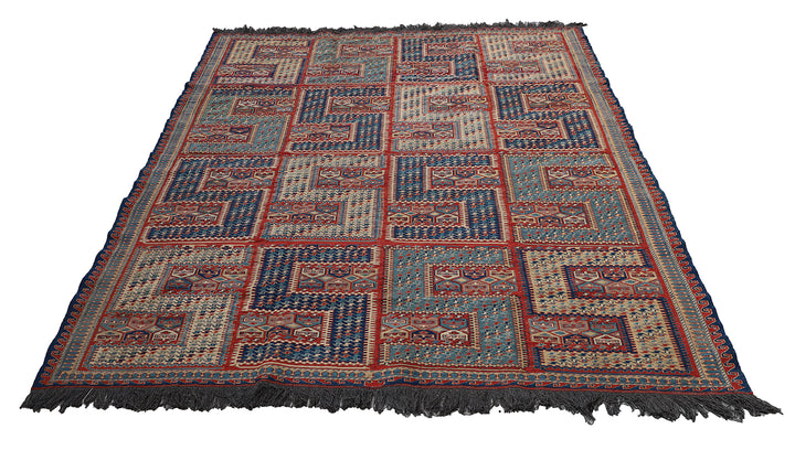 6'x8' Wool Soumak Kilim | Hand-Woven Afghan | Sileh Design