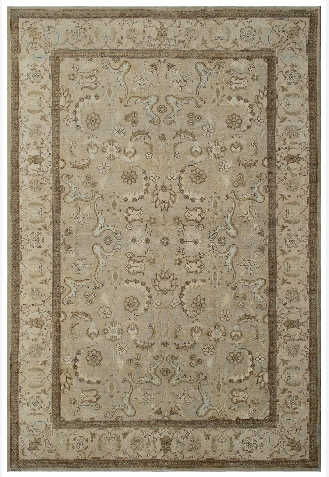 9'x6' Hand Knotted Wool and Silk Ariana Fine Polonaise Design Area Rug