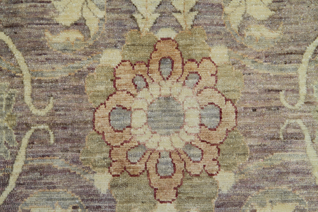 6'x9' fine Polonaise design Ariana luxury area rug with red grey and white floral motifs in organic wool and silk