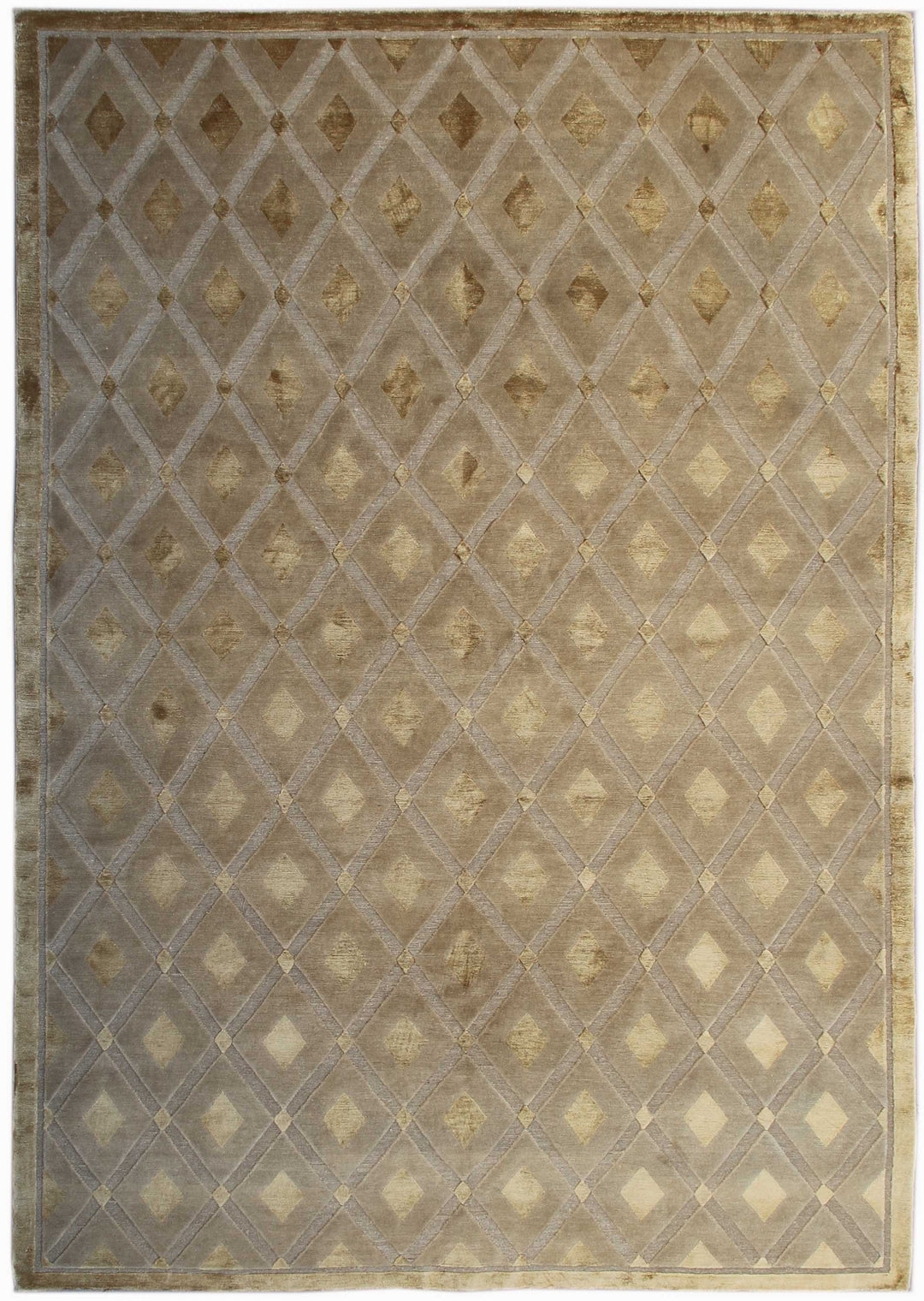 6'x9' Gold Hand-Knotted Geometric Rug | Silk & Wool | Ariana Rugs