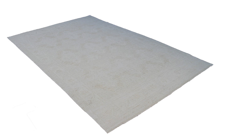 6'x9' Hand-Knotted Afghan Floral Rug | Washed Pale Tones | Vintage Rug