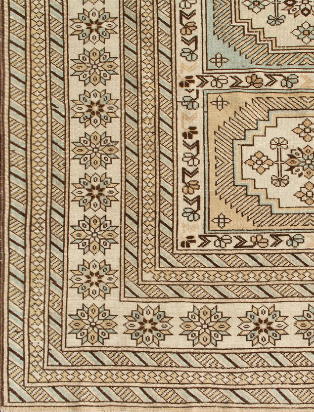 6'x9' Luxury Afghan Hand-Knotted Rug | Gold & Blue Caucasian Design | Ariana Rugs