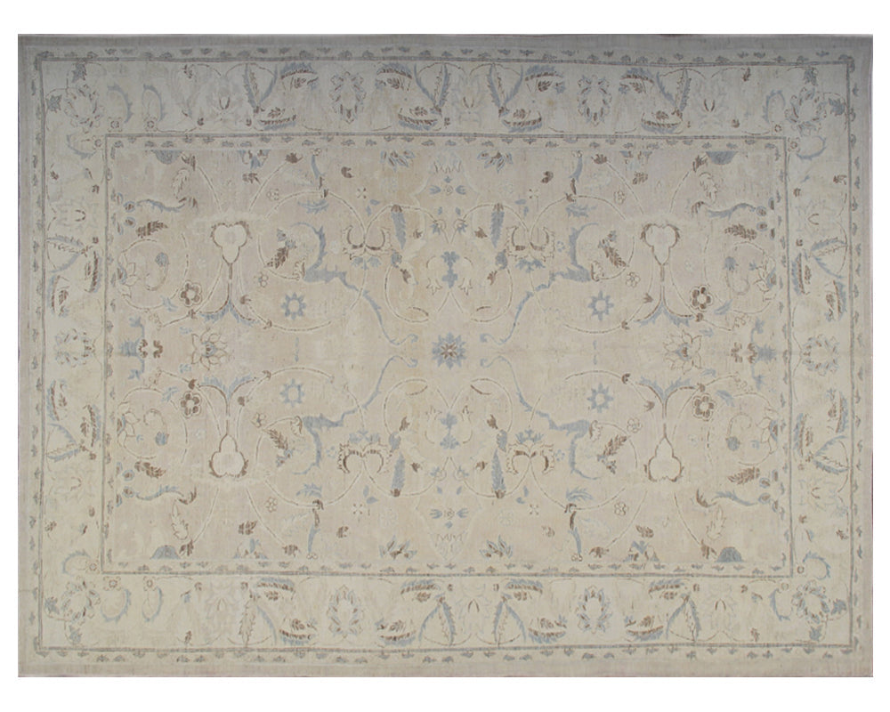 6'x9' soft colors Polonaise silk and wool Ariana luxury hand-knotted medium rug in pale tones