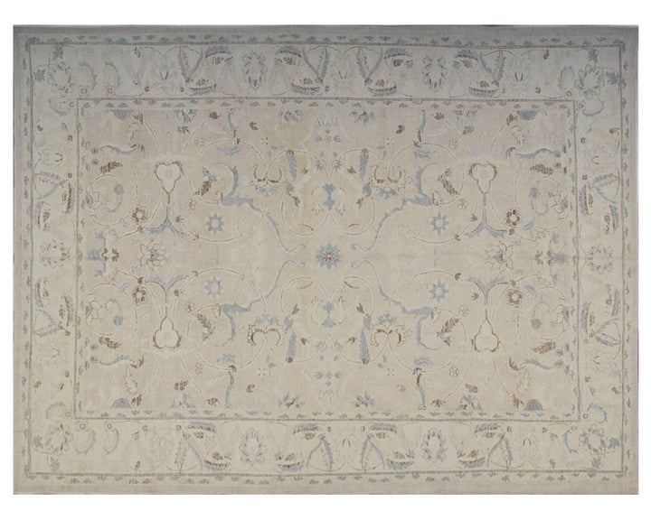 6'x9' soft colors Polonaise silk and wool Ariana luxury hand-knotted medium rug in pale tones