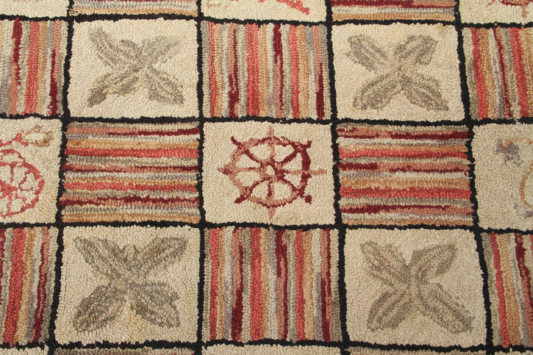 Vintage Hooked Rug | Arts & Craft Area Rug