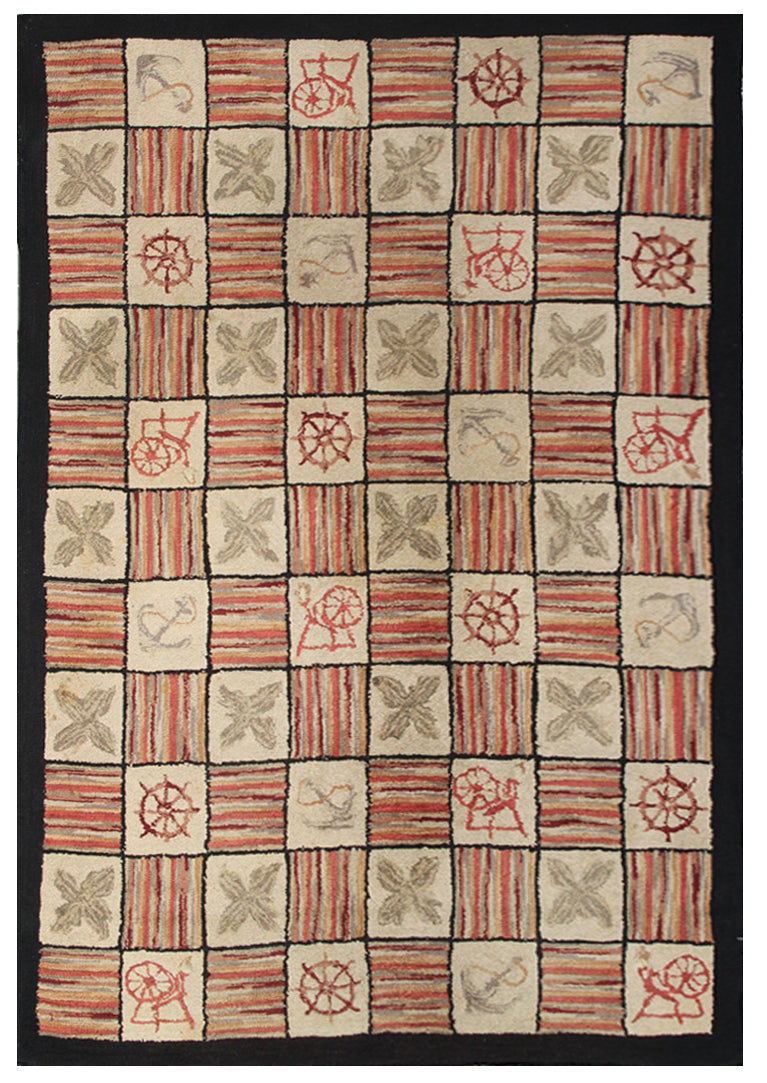 Vintage Hooked Rug | Arts & Craft Area Rug