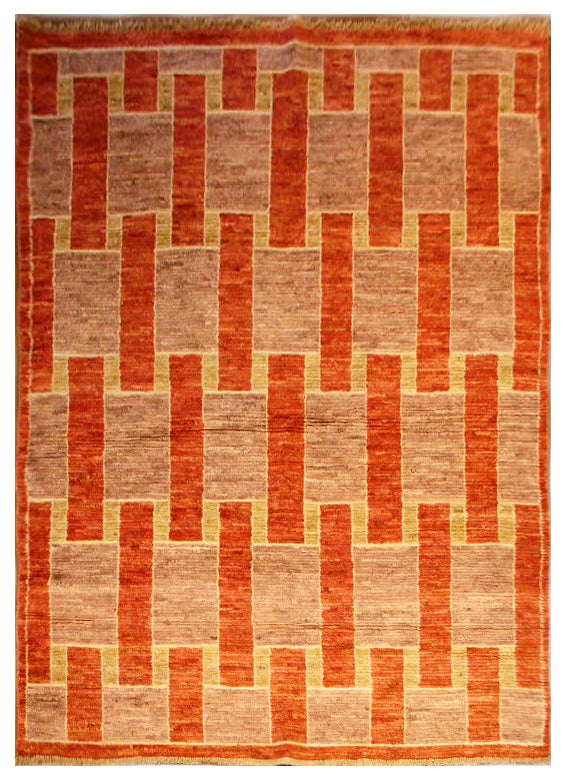 4'x6' Orange Geometric Ariana Modern Area Rug