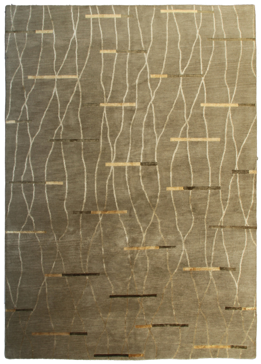 6' x 9' Hand-Knotted Tibetan Wool & Silk Rug Modern / Contemporary Design