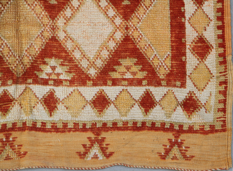 5x8 Orange Geometric Vintage Antique Moroccan Rug