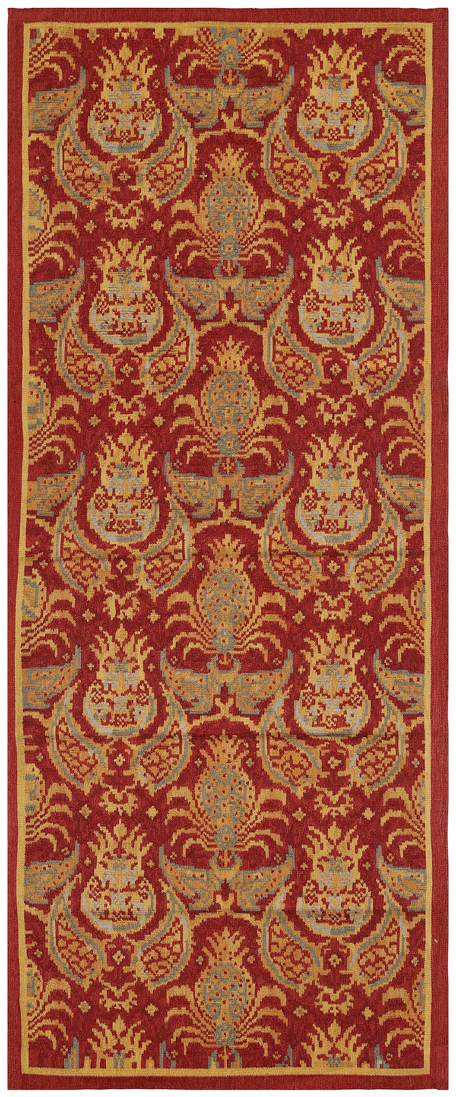 4'x9' Red Sage Gold Pineapple Design Bessarabian Quality Contemporary Ariana Kilim Collection Runner Rug