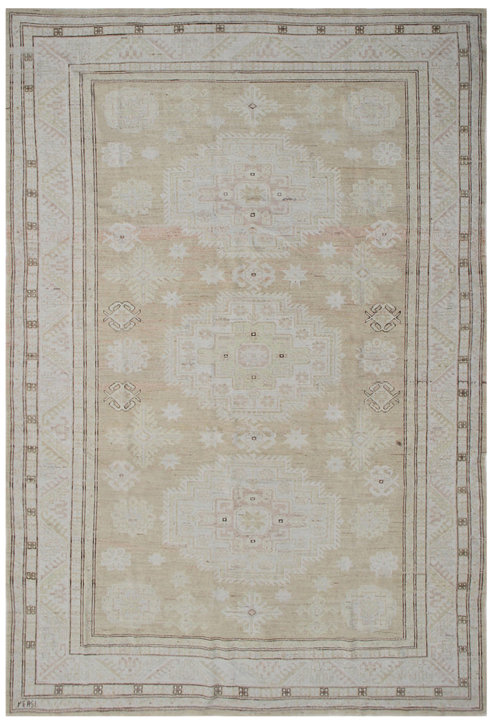7'x10' Afghan Hand-Knotted Rug | Vintage-Style Geometric Rug
