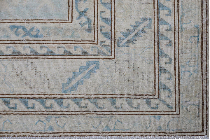 7'x10' Wool Rug | Caucasian | Geometric | Blue Area Rug