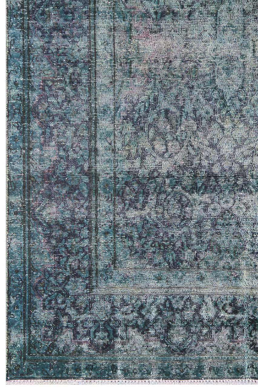 7'x10' Navy Blue Vintage Persian Tabriz Overdyed Area Rug
