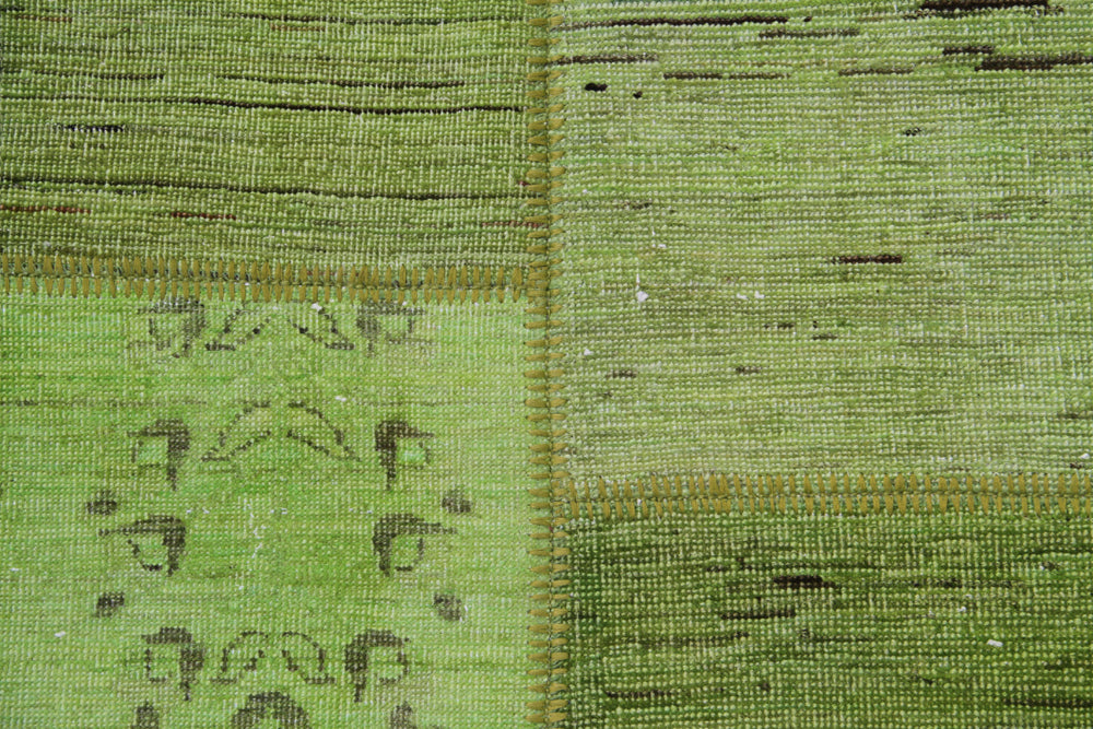 7'x10' Patchwork Rug | Lime Green | Ariana Patchwork Overdyed Rug