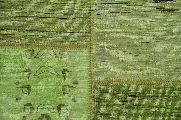 7'x10' Patchwork Rug | Lime Green | Ariana Patchwork Overdyed Rug