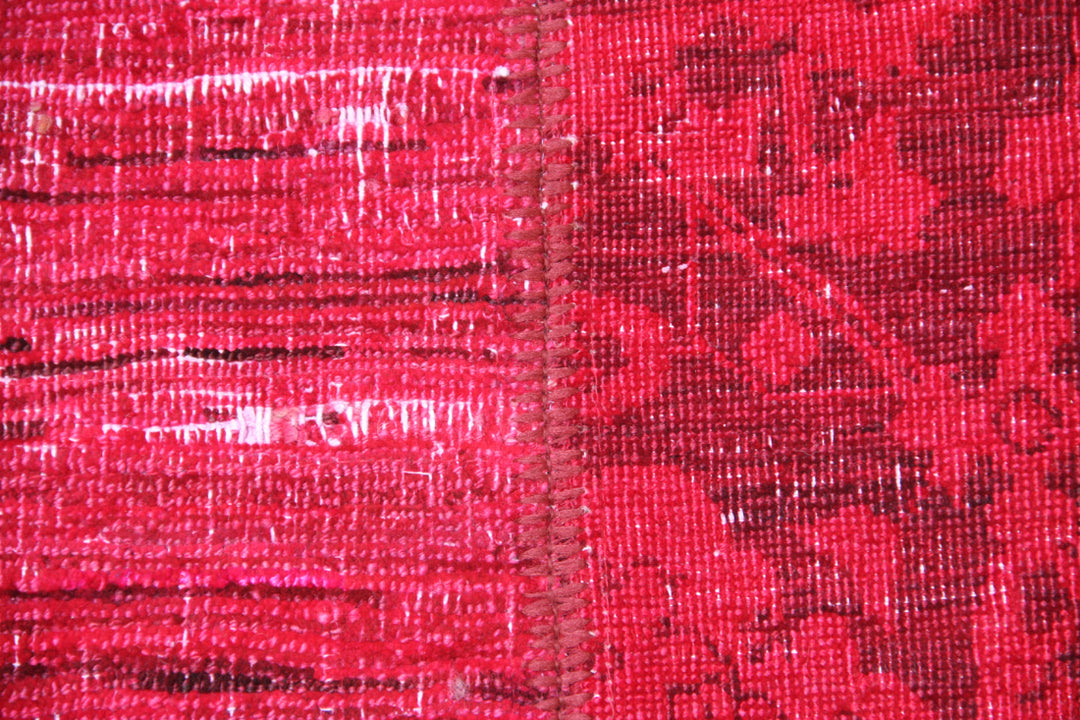 7'x10' Patchwork Rug | Red Ariana Patchwork Overdyed Wool Rug