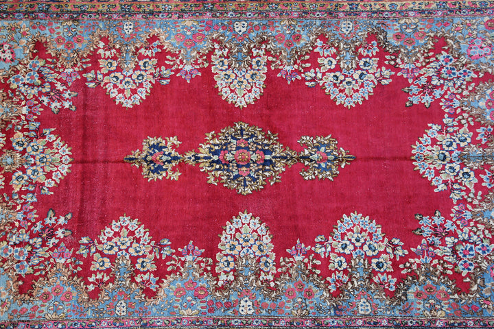 7'x11' Persian Floral Kerman Rug – Wool & Silk | Hand-Knotted in Persia