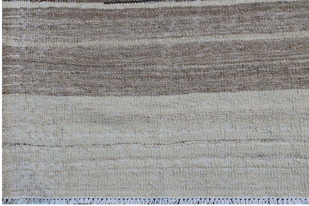 Brown Kilim Area Rug | Striped Wool Kilim Rug