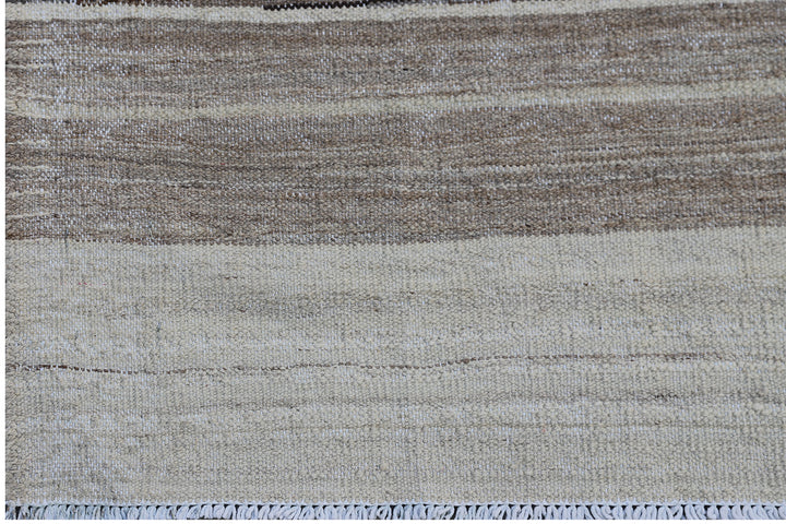 Brown Kilim Area Rug | Striped Wool Kilim Rug