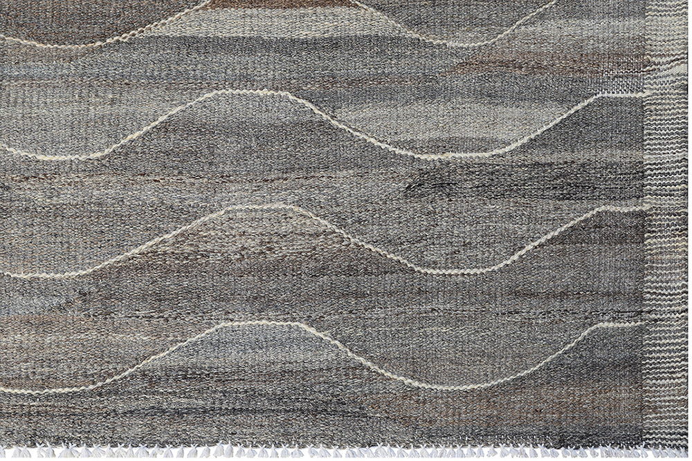 7'x14' Grey & Beige Striped Kilim Rug | Handwoven Ariana Kilim