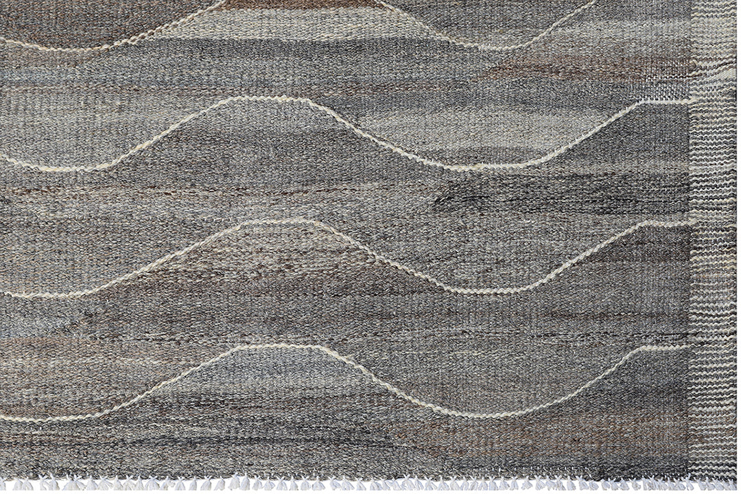 7'x14' Grey & Beige Striped Kilim Rug | Handwoven Ariana Kilim