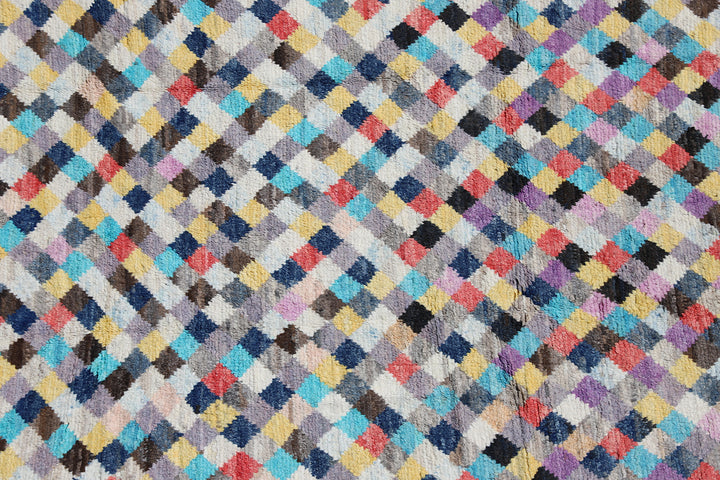 7'x9' Moroccan Rug | Shag Wool Rug | Colorful Hand-knotted Area Rug