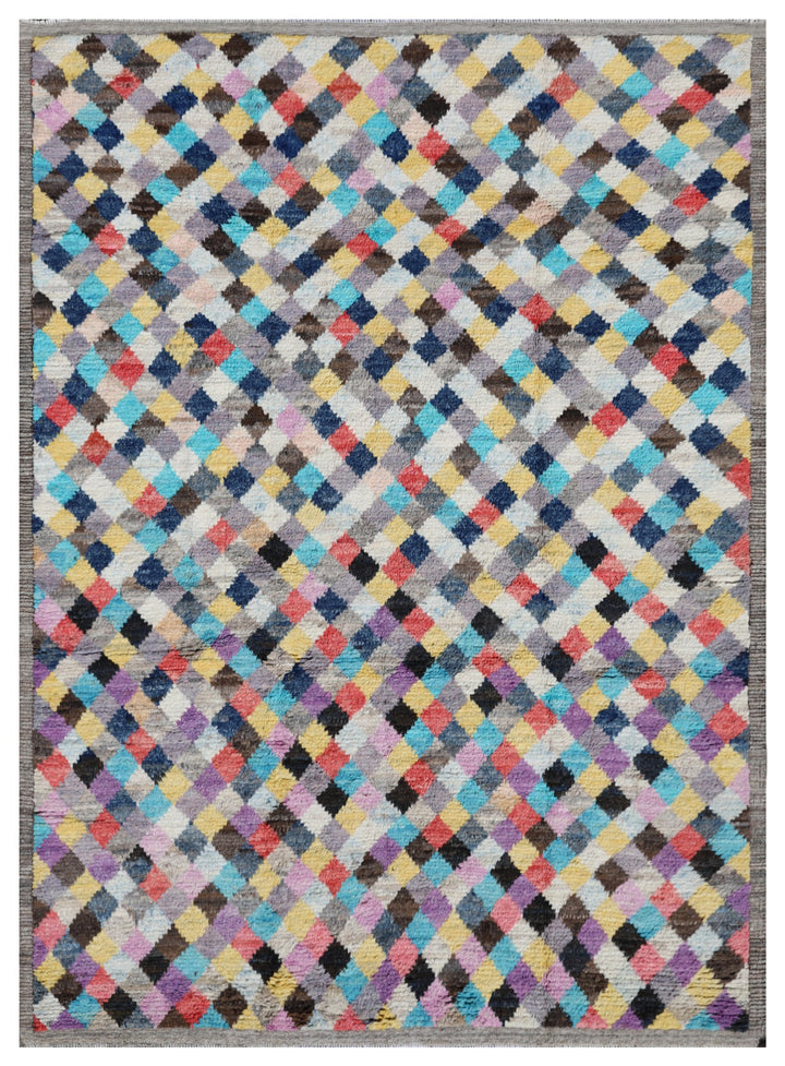 7'x9' Moroccan Rug | Shag Wool Rug | Colorful Hand-knotted Area Rug